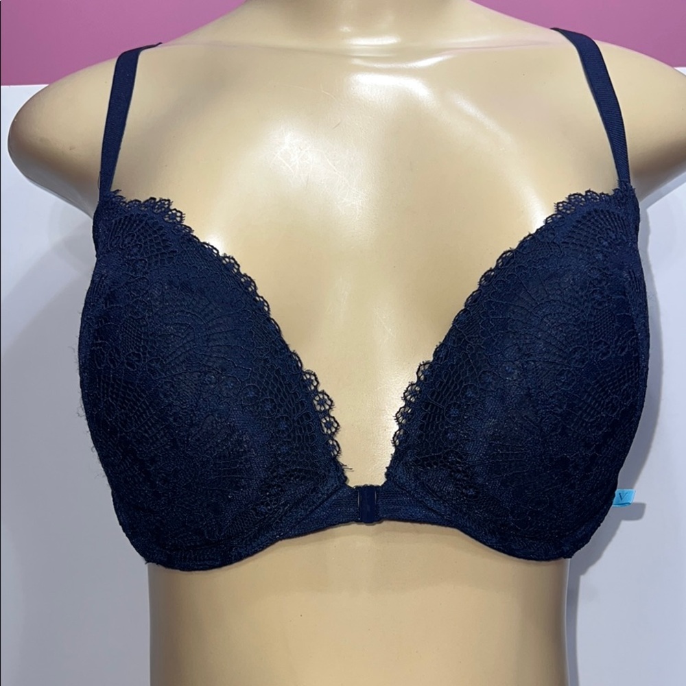 Victoria's Secret Blue‎ Lace Trim Bra Intimates zs 32DD